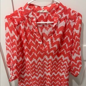 Wishful Park Coral and White Blouse Spring Easter boho flowy summer